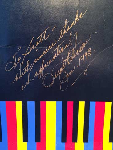 To Scott - With sincere thanks and appreciation. Oscar Peterson, Jan. 1993